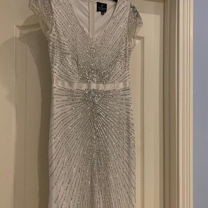 Adrianna Papell Women Embellished Sequin Sunburst Dress Petite 4